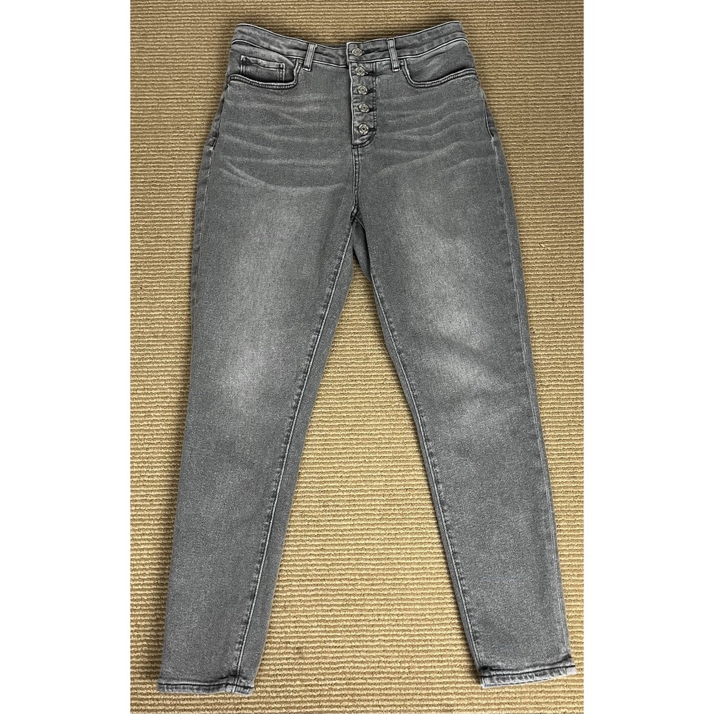 Loft Women's The Curvy Skinny High Rise Jeans Size 28/6‎ Gray Stretch Button Fly